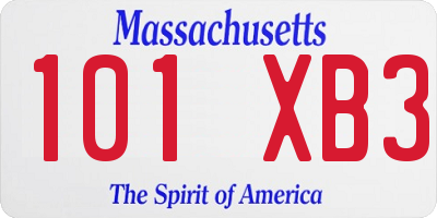 MA license plate 101XB3