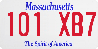 MA license plate 101XB7