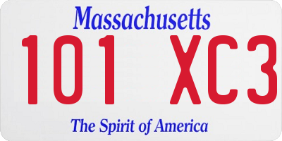 MA license plate 101XC3