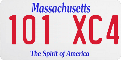 MA license plate 101XC4