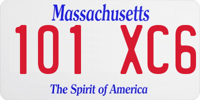 MA license plate 101XC6