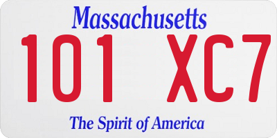 MA license plate 101XC7