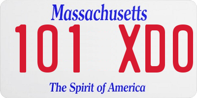 MA license plate 101XD0