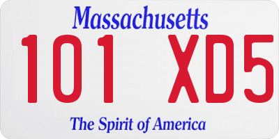 MA license plate 101XD5