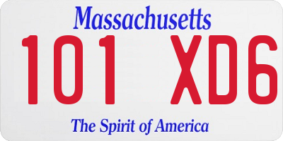 MA license plate 101XD6