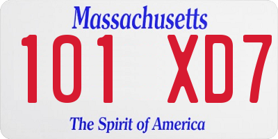 MA license plate 101XD7