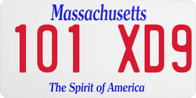 MA license plate 101XD9