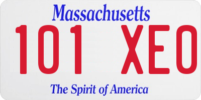 MA license plate 101XE0
