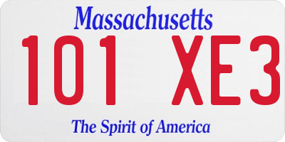 MA license plate 101XE3