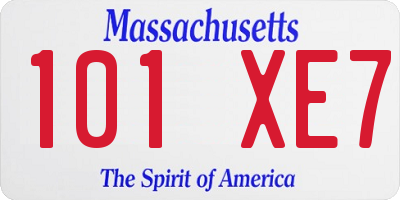 MA license plate 101XE7