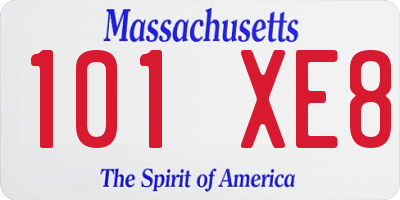 MA license plate 101XE8