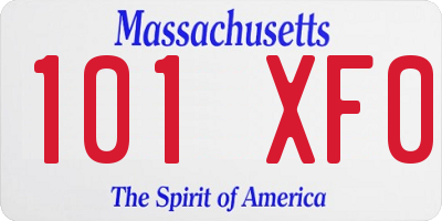 MA license plate 101XF0