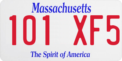 MA license plate 101XF5