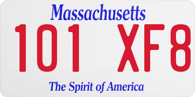 MA license plate 101XF8