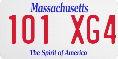 MA license plate 101XG4