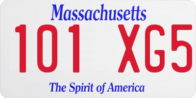 MA license plate 101XG5