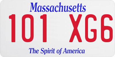 MA license plate 101XG6