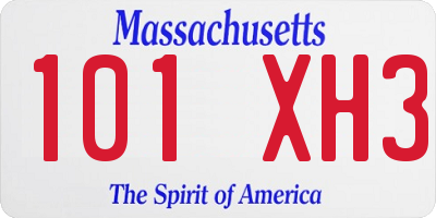 MA license plate 101XH3