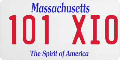 MA license plate 101XI0