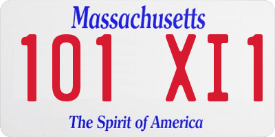 MA license plate 101XI1