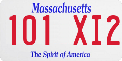 MA license plate 101XI2