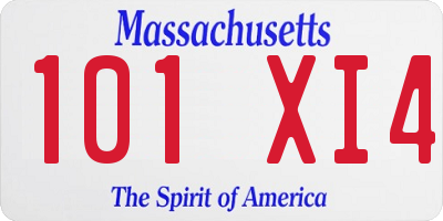 MA license plate 101XI4