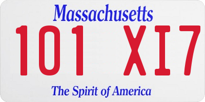 MA license plate 101XI7