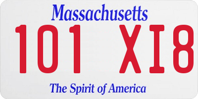 MA license plate 101XI8