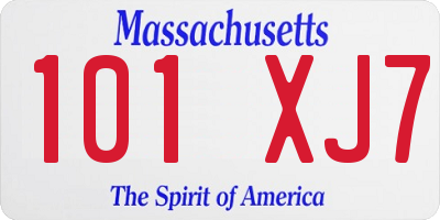 MA license plate 101XJ7