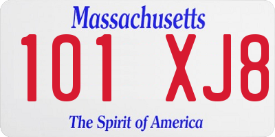 MA license plate 101XJ8