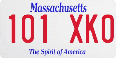 MA license plate 101XK0