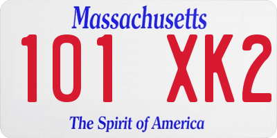 MA license plate 101XK2