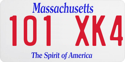 MA license plate 101XK4