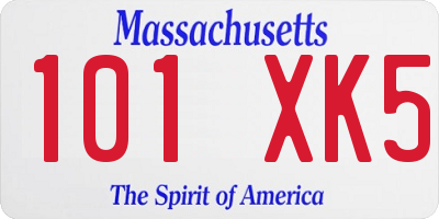 MA license plate 101XK5