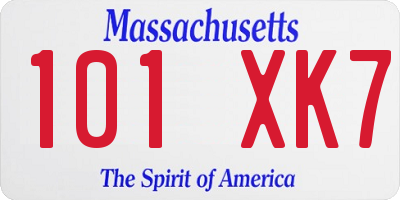 MA license plate 101XK7