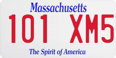 MA license plate 101XM5