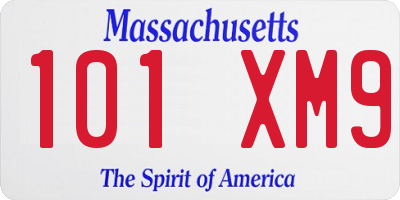 MA license plate 101XM9