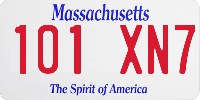 MA license plate 101XN7