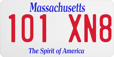 MA license plate 101XN8