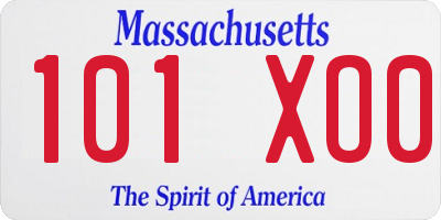 MA license plate 101XO0