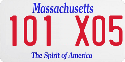MA license plate 101XO5