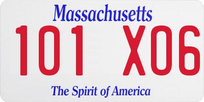 MA license plate 101XO6