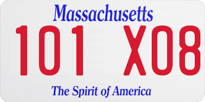 MA license plate 101XO8