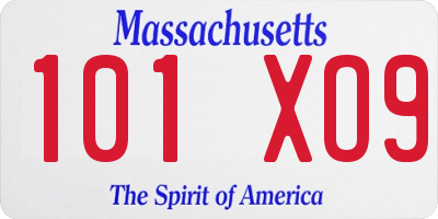 MA license plate 101XO9