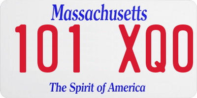 MA license plate 101XQ0