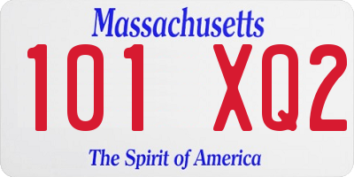 MA license plate 101XQ2