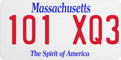 MA license plate 101XQ3