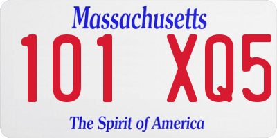 MA license plate 101XQ5