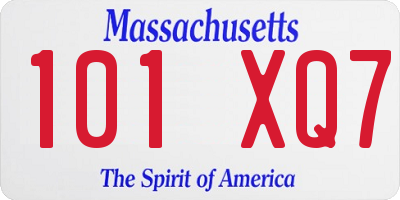 MA license plate 101XQ7