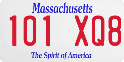 MA license plate 101XQ8